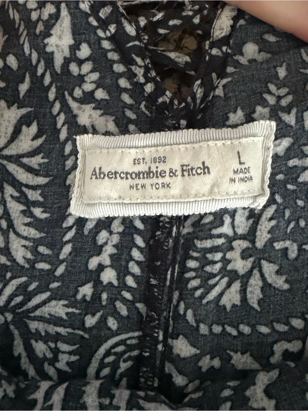 Abercrombie & Fitch Black Maxi Dress with White Paisley Print